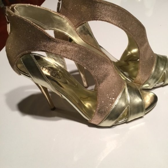 Elegant Guess Evening Heels, Gold - priced to sell - Picture 5 of 7